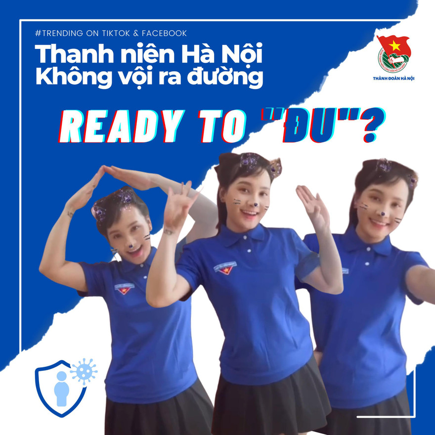 Diễn viên Bảo Thanh với điệu nhảy "Thanh niên Hà Nội - Không vội ra đường"thu hút đông đảo bạn trẻ hưởng ứng tham gia.