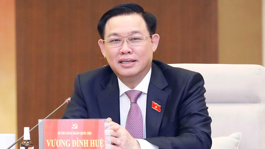 Chủ tịch Quốc hội Vương Đình Huệ phát biểu tại cuộc làm việc