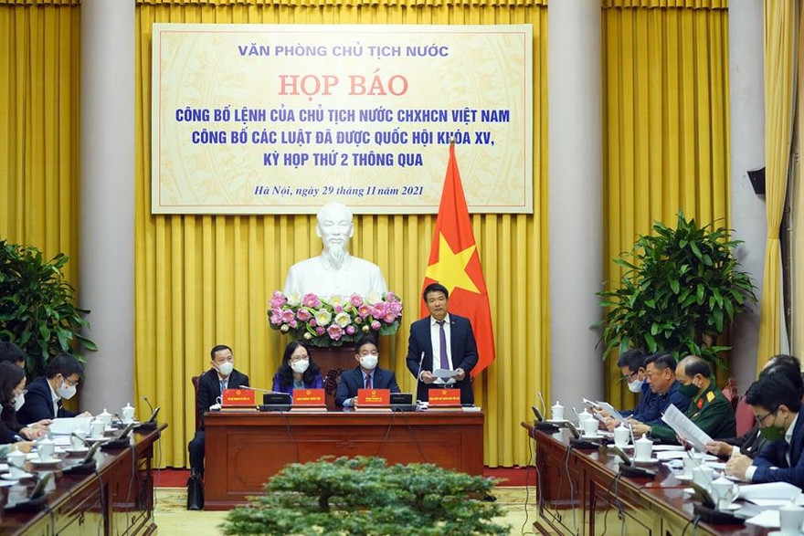Văn phòng Chủ tịch nước tổ chức họp báo công bố Lệnh của Chủ tịch nước công bố các luật đã được Quốc hội khóa XV, kỳ họp thứ 2 thông qua