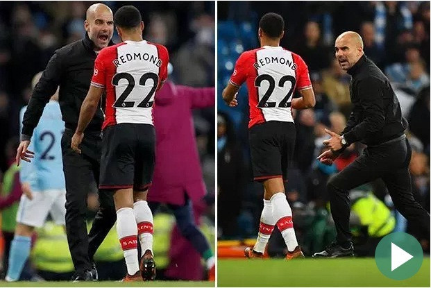 HLV Pep Guardiola có vẻ muốn khiêu khích Nathan Redmond.