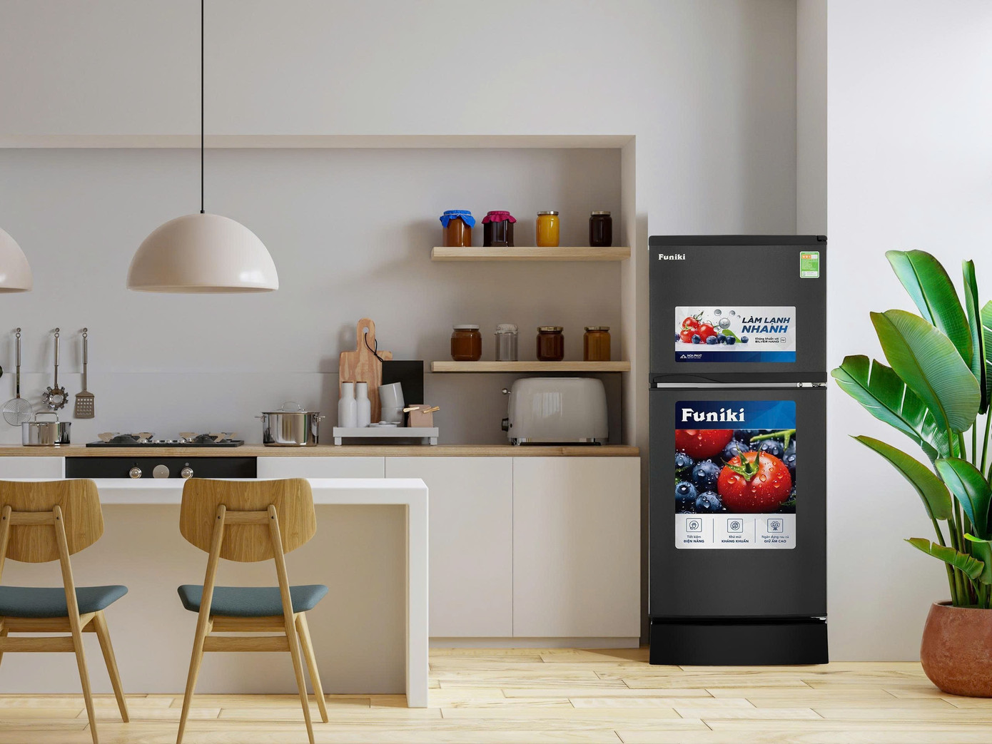 Tủ lạnh Funiki với dung tích đa dạng mang đến không gian lưu trữ rộng và tiện nghi