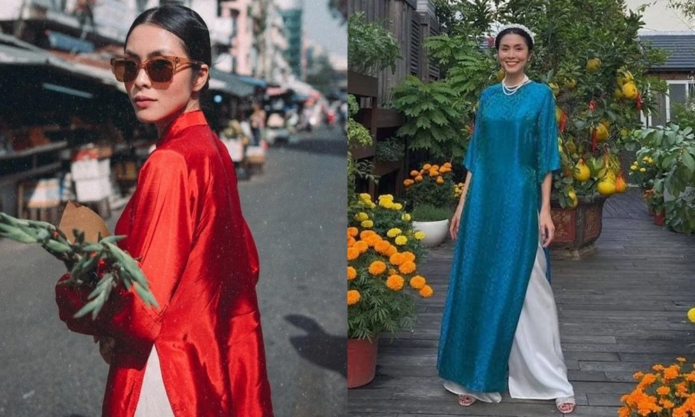 Tăng Thanh Hà và phong cách áo dài Tết: Sự chung thủy với dáng suông và những lần phá cách