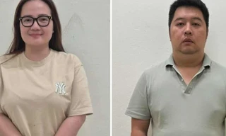 Bị can Hoàng Hường (ảnh trái) và đồng phạm.