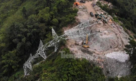 Hiện trường cột điện tại dự án đường dây 500kV Lào Cai - Vĩnh Yên đổ sập 