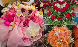 Rực rỡ thị trường hoa 20/10, phụ kiện thú bông dễ thương cho giỏ hoa thêm xinh