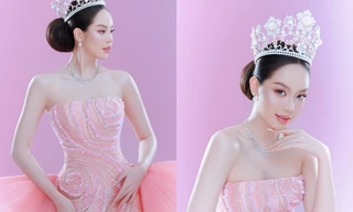 Hoa hậu Thanh Thủy chọn tông hồng cho đêm Chung kết Miss International 2025