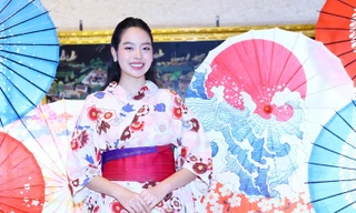 Hoa hậu Thanh Thủy xinh đẹp rạng rỡ trong trang phục truyền thống Nhật Bản