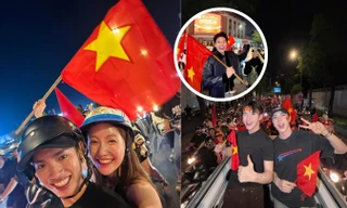 Sao Việt mừng Việt Nam vô địch SEA Games 33: Pháp Kiều "đi bão" với "bạn gái", Trang Pháp khiến KANDEE "thót tim" 