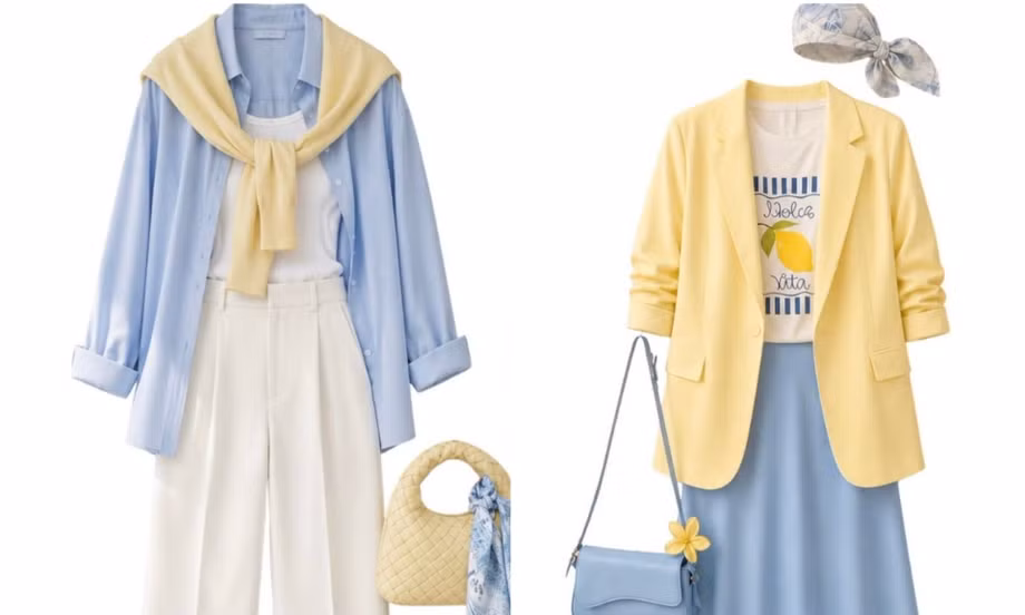 Vàng bơ và Baby Blue: Công thức màu sắc ngọt ngào các nàng nên thử Hè này