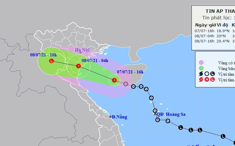 Đường đi và vùng ảnh hưởng của áp thấp nhiệt đới.
