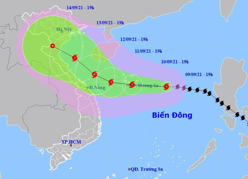 Dự báo mới nhất về đường đi của bão Côn Sơn.