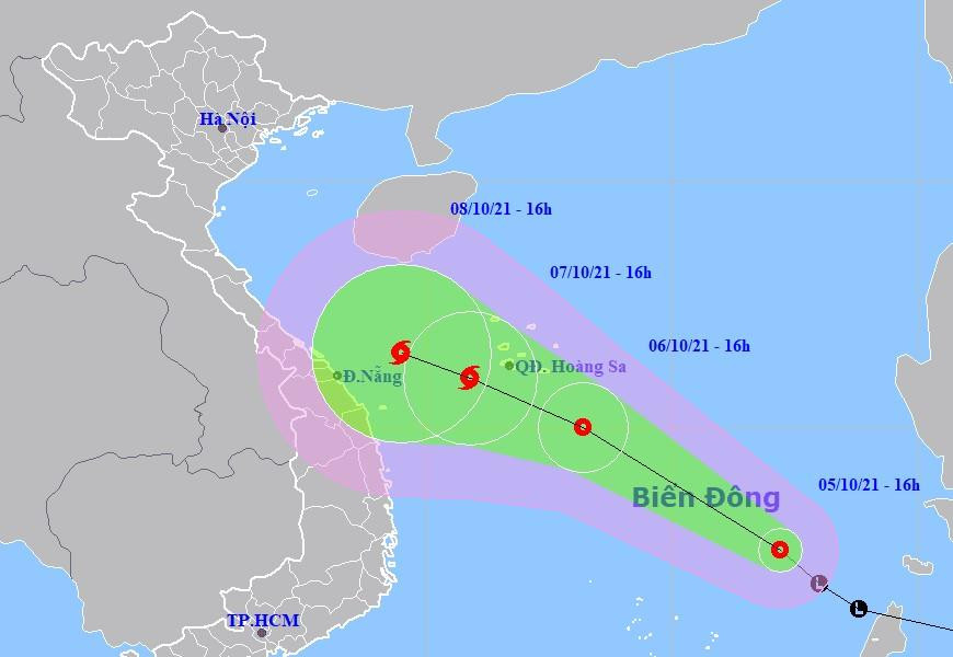 Dự báo đường đi của áp thấp nhiệt đới.