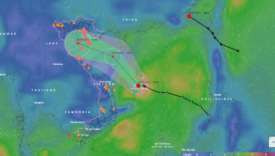 Dự báo đường đi và vùng ảnh hưởng của áp thấp nhiệt đới.