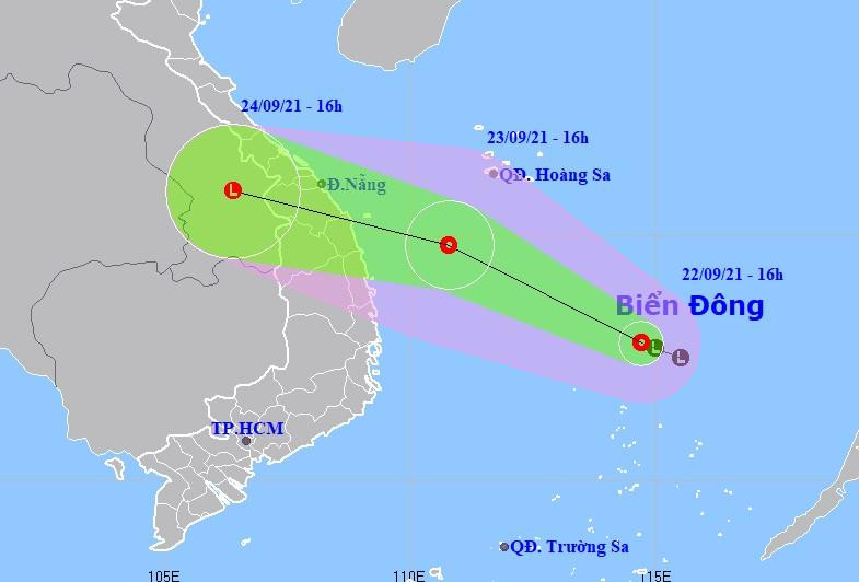Dự báo đường đi của áp thấp nhiệt đới trên Biển Đông.