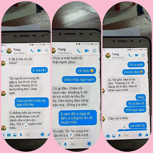 Những tin nhắn được cho là của giáo viên nam gửi học sinh lớp 10 trường chuyên Thái Bình