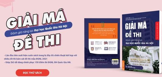 Sách luyện thi đánh giá năng lực vào ĐH Quốc gia Hà Nội được quảng cáo trên mạng. Ảnh: ND