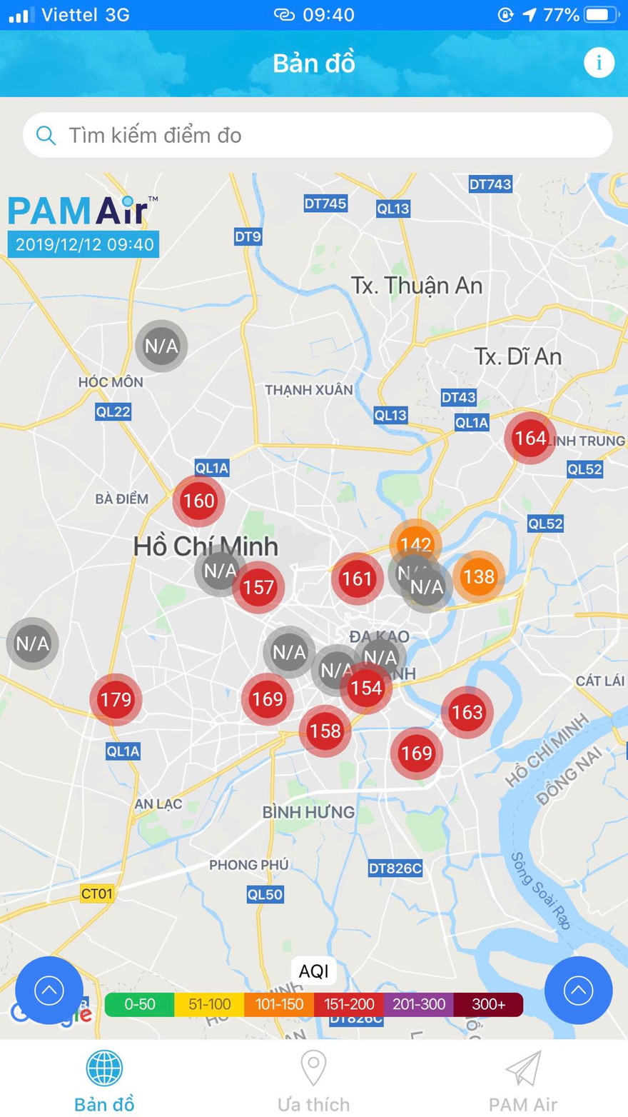 Ô nhiễm không khí nghiêm trọng tại TPHCM sáng nay, theo ghi nhận của PAMAir