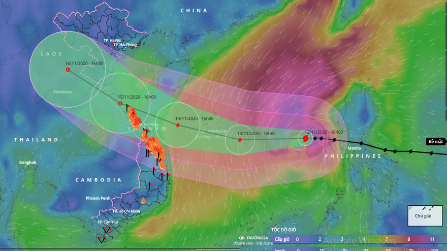 Bão số 13 có khả năng đi vào đất liền các tỉnh từ Hà Tĩnh đến Thừa Thiên Huế.