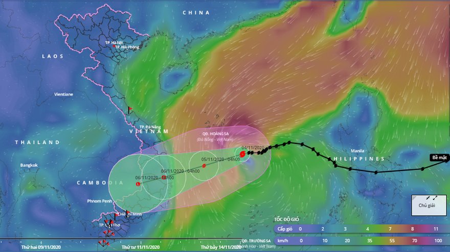 Bão số 10 dự kiến chuyển hướng đến đất liền các tỉnh Quảng Ngãi - Khánh Hòa.