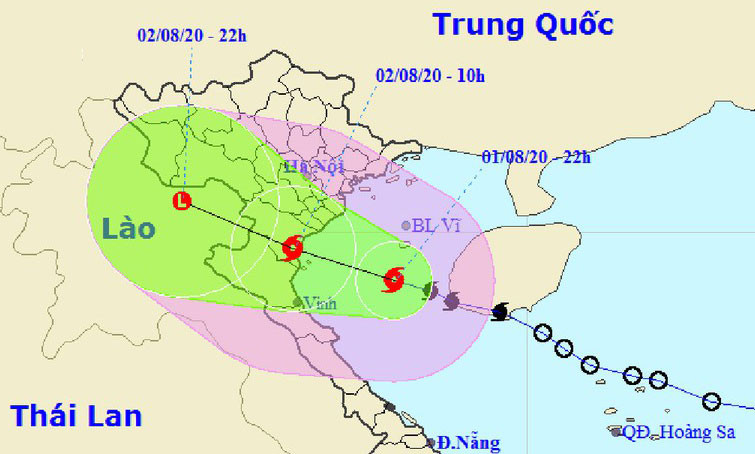 Bão số 2 đã suy yếu thành áp thấp nhiệt đới nhưng tiếp tục gây mưa cho các tỉnh Bắc Bộ và Bắc Trung Bộ. 
