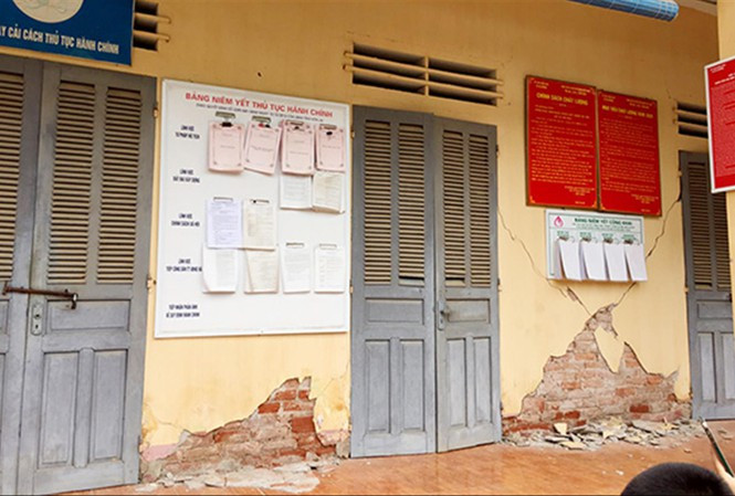 Trận động đất 5.3 độ gây hư hại nhiều công trình ở Mộc Châu. Ảnh: Báo Sơn La.