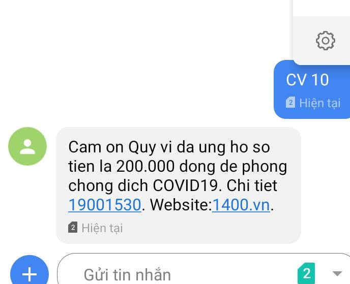 Hơn 60 tỷ đồng ủng hộ phòng, chống dịch Covid-19 qua tin nhắn