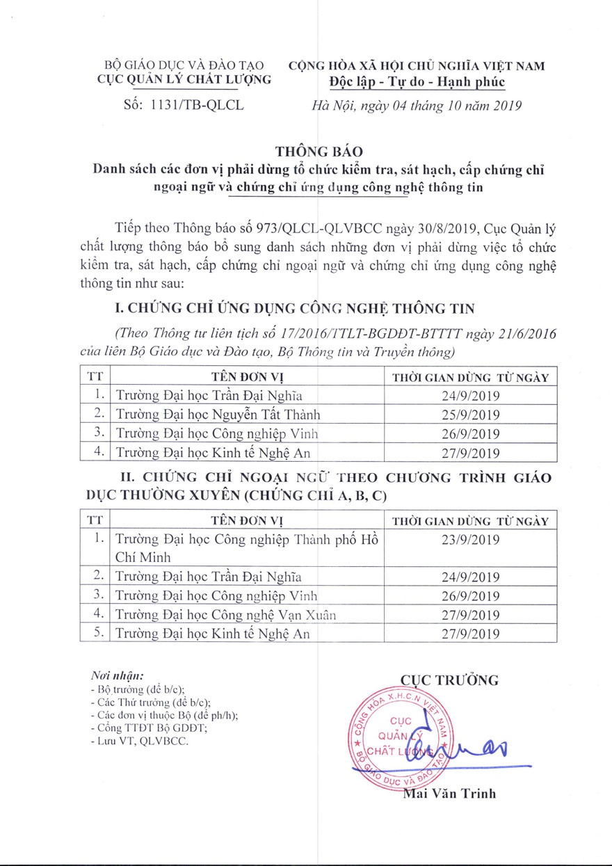 Thêm 6 trường ĐH phải dừng cấp chứng chỉ ngoại ngữ, tin học