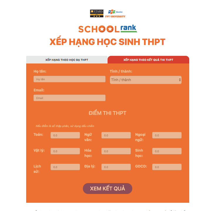 Ra mắt trang SchoolRank xếp hạng học sinh phổ thông toàn quốc