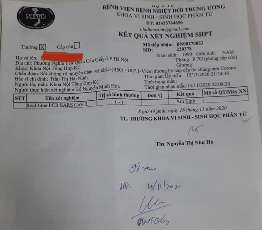 Bộ Y tế thông tin về ca nghi mắc COVID-19 tại Hà Nội