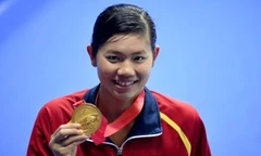 Sau 3 kỳ SEA Games, Ánh Viên đã giành được 11 HCV. Cô hứa hẹn sẽ thống trị làng bơi nữ ĐNA trong vài năm tới. Ảnh: Hoàng Hà.