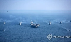 Cuộc tập trận chung trên biển của liên quân Mỹ - Hàn Quốc hồi tháng 3/2017. Ảnh: Yonhap