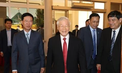 Tổng Bí thư, Chủ tịch nước Nguyễn Phú Trọng đến dự buổi lễ. (Ảnh: Trí Dũng/TTXVN) 