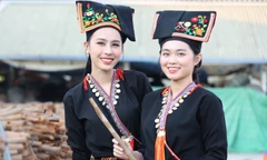 Á hậu Ngọc Hằng, người đẹp Phương Anh diện trang phục thổ cẩm thăm đồi quế Yên Bái 