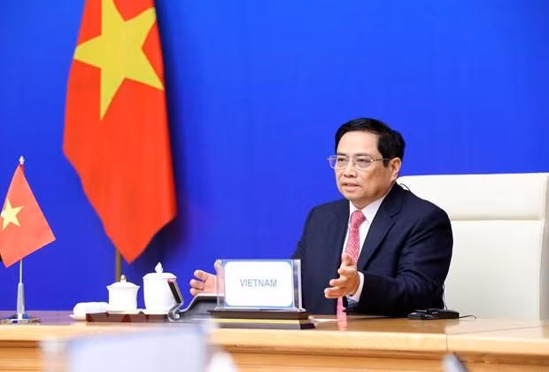 Thủ tướng Phạm Minh Chính dự Hội nghị Cấp cao Á-Âu lần thứ 13. (Ảnh: Lâm Khánh/TTXVN)