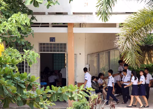 Học sinh trường THPT Long Thới (huyện Nhà Bè). 