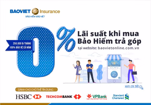 Bảo hiểm Bảo Việt ưu đãi mua bảo hiểm trả góp 0%
