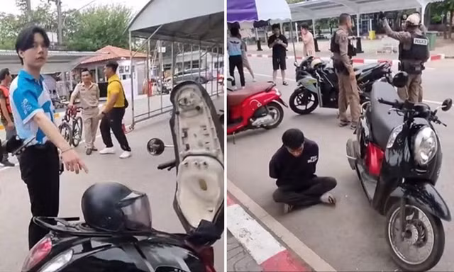 Đang ăn thì nhìn thấy kẻ trộm đi xe máy của mình, sinh viên đuổi theo bắt được