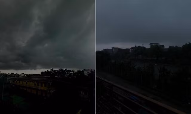 Mây dông thấp khiến trời tối giữa ban ngày ở miền Bắc