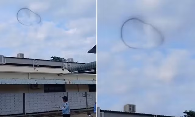 Vòng tròn đen lơ lửng trên bầu trời TP.HCM sáng nay