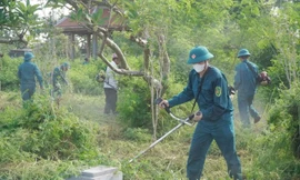 Tuổi trẻ phường Nếnh dọn dẹp vệ sinh môi trường.