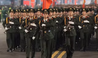 Nam sinh tự hào được làm Khối trưởng của Khối Hậu cần - Kỹ thuật Công an nhân dân trong đợt diễu hành A80 Lịch sử