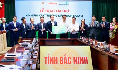 Trao tài trợ 10 tỷ đồng tặng tỉnh Bắc Ninh xây dựng trường Mầm non Sa Lý 2.