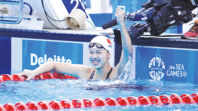 Ánh Viên đã có sự tiến bộ rõ rệt ở nội dung sở trường 400m hỗn hợp để lọt vào tốp 10 VĐV hàng đầu thế giới. Ảnh: VSI
