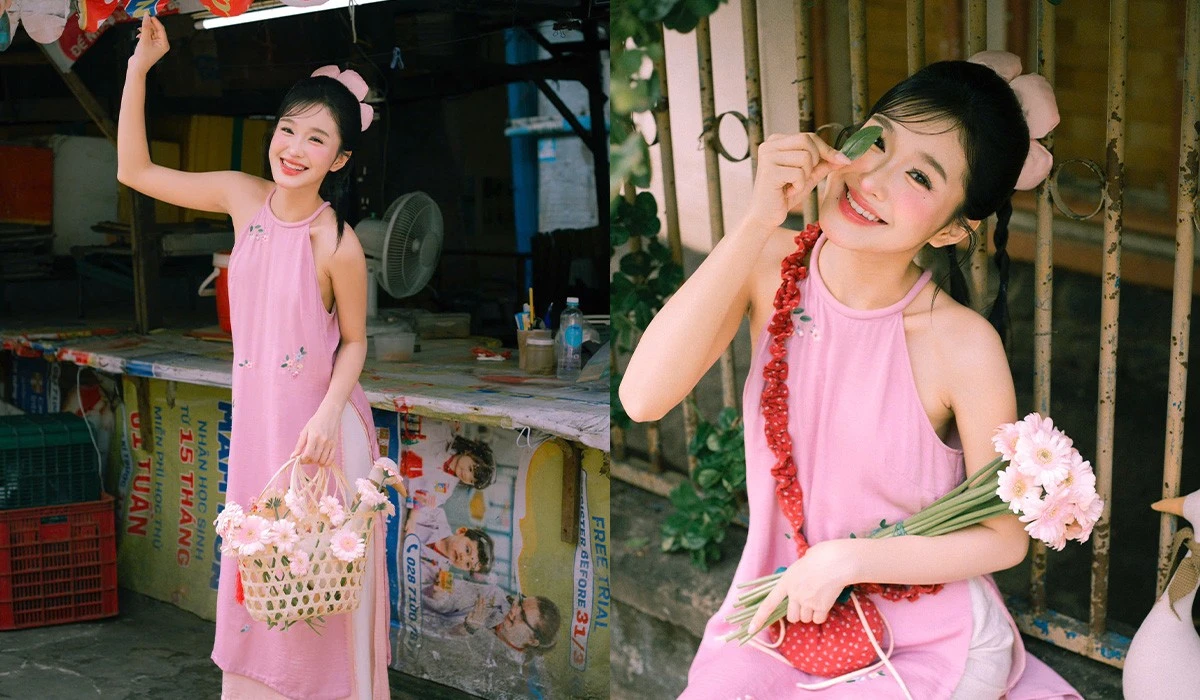 Phương Vy kết hợp áo yếm cách tân với chợ truyền thống Sài Gòn trong bộ ảnh Tết