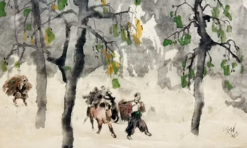 Trên giường bệnh, họa sĩ Đỗ Đức ký giấy xác nhận tranh, hoàn thiện quá trình tặng tranh cho chương trình Đấu giá tranh thiện nguyện do báo Tiền Phong tổ chứcẢnh: Đỗ Thị Thắm