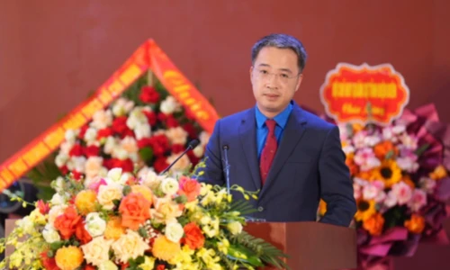 Anh Nguyễn Tường Lâm, Bí thư Trung ương Đoàn, Chủ tịch Trung ương Hội Liên hiệp Thanh niên Việt Nam phát biểu chỉ đạo Đại hội.