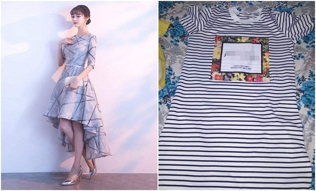 Bên trái là chiếc váy đã đặt mua và bên phải là đồ nhận được. Bên trái là chiếc váy đã đặt mua và bên phải là đồ nhận được.