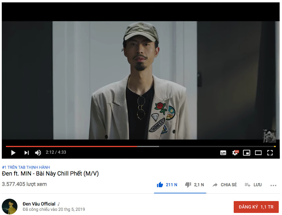 MV của Đen và Min chính thức đạt top 1 Trending trên YouTube. MV của Đen và Min chính thức đạt top 1 Trending trên YouTube.