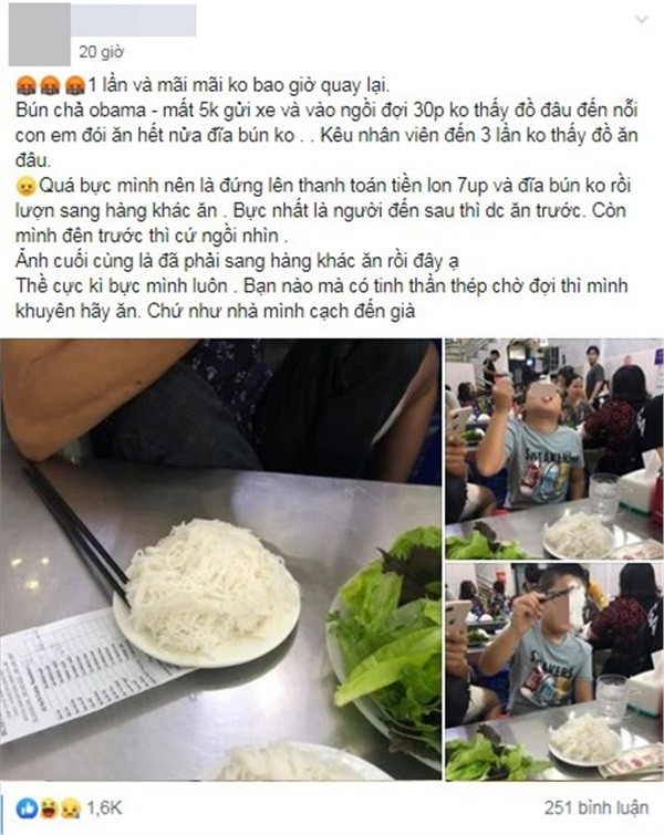 Quán bún chả nổi tiếng gần đây bị thực khách phản ánh khá tệ, để khách đói ăn bún suông, chờ mãi không tới lượt. Quán bún chả nổi tiếng gần đây bị thực khách phản ánh khá tệ, để khách đói ăn bún suông, chờ mãi không tới lượt.