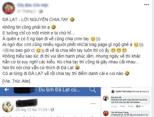 Bài viết về lời nguyền chia tay ở Đà Lạt thu hút nhiều sự quan tâm. Bài viết về lời nguyền chia tay ở Đà Lạt thu hút nhiều sự quan tâm.